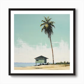 Palm Tree On The Beach Art Print