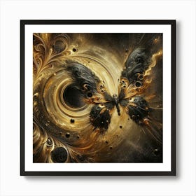 Butterfly In Black And Gold 1 Art Print