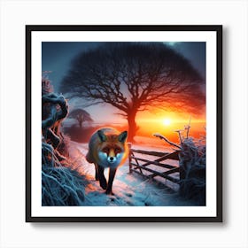 Fox In The Snow 1 Art Print