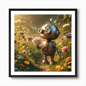 Robot In The Meadow 3 Art Print