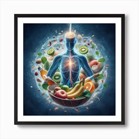 Human Body With Fruits And Vegetables Art Print