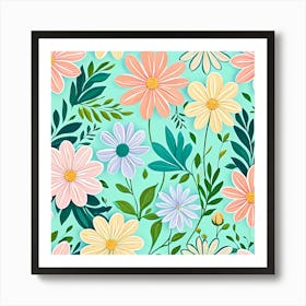 Seamless Floral Pattern 43 Art Print