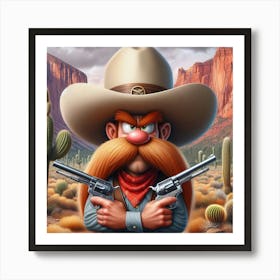Cowboy With Guns 1 Art Print