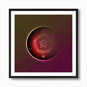 Geometric Neon Glyph on Jewel Tone Triangle Pattern 316 Art Print