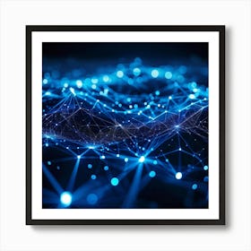 An Abstract Intricate Network Design Glowing With Intense Blue Astounding Waves Coursing Through C (1) Art Print