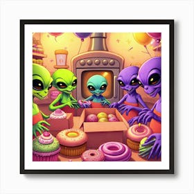 Aliens In The Kitchen Art Print