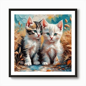 Two Kittens In The Grass Art Print