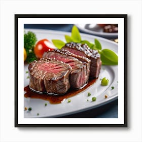 Steak On A Plate With Vegetables Art Print