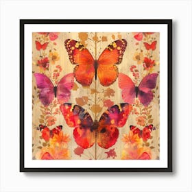 Butterflies On A Tree Art Print