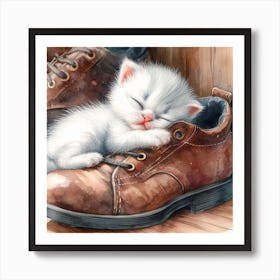 Kitten Sleeping In A Shoe 2 Art Print