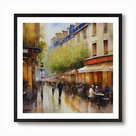 Paris Cafes.City of Paris. Cafes. Passersby, sidewalks. Oil colours.12 Art Print