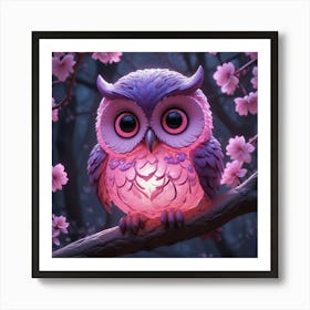 Pink Owl Art Print