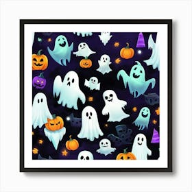 Ghosts And Pumpkins Art Print