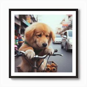 Dog On A Bicycle Art Print