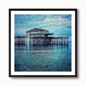 Brighton West Pier Atmospheric Seascape Art Print