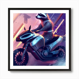 Raccoon on Motorcycle 3 Art Print