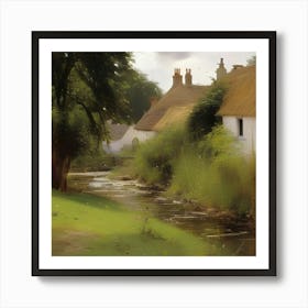 Thatched Cottages Near the Backwater Art Print