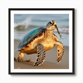 Turtle On The Beach 2 Art Print