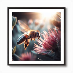 Bee On Flower Art Print