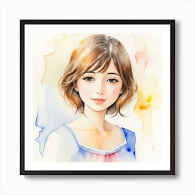 Watercolor Of A Girl Art Print