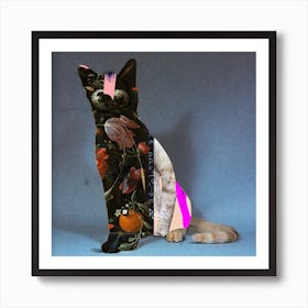 The Blue Cat Disaster Disco Dream Square Art Print