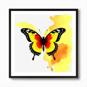 Butterfly On Black Background 2 Art Print