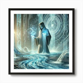 Cascade Guardian Water Insight Sci Fi Art Print