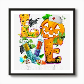 Love School Nurse Life Halloween Pumpkin Stethoscope Nursing 1 Art Print