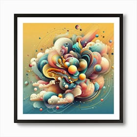 Colorful Abstract Painting with Soft Pastel Colors and a Dreamy, Whimsical Feel Art Print