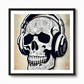 Skull With Headphones 142 Art Print