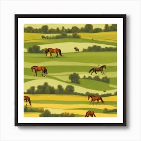 Seamless Pattern With Horses Art Print