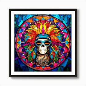 Stained Glass Skull Art Print