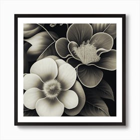 Black And White Flowers Art Print