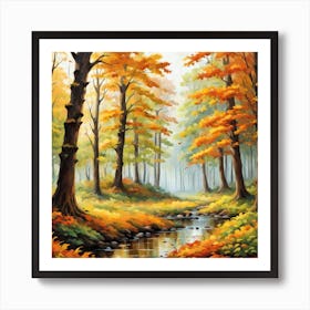 Forest In Autumn In Minimalist Style Square Composition 338 Art Print