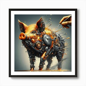 Pig With Gears Art Print