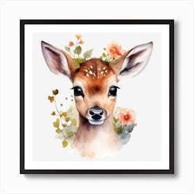 Fawn Watercolor Painting Art Print