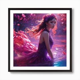 Beautiful Girl In Water Art Print