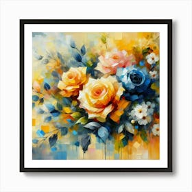 Colorful Roses oil painting abstract painting art 1 Art Print