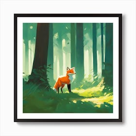 Fox In The Forest 23 Art Print