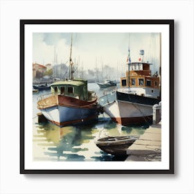 Two Boats Docked Art Print