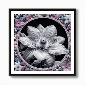 Clematis embroidered with beads 2 Art Print