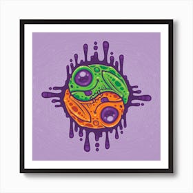 Trippy Drippy Frog Yin Yang Art Print