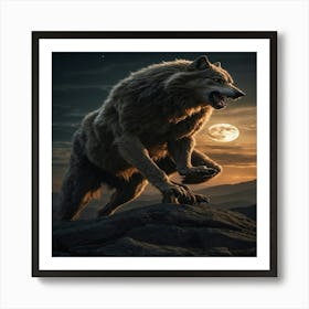 Wolf In The Moonlight Art Print