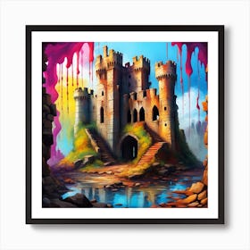 Castle Of Dripping Paint Art Print