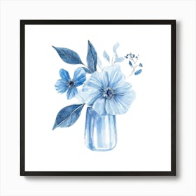 Watercolor Blue Floral 33 Art Print