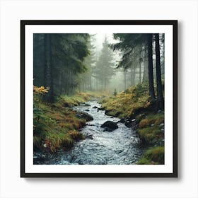 Stream In The Forest Art Print