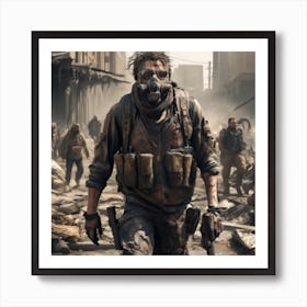 Post Apocalyptic Wasteland In Photorealistic Detail Where 3d Characters Engage In A Chaotic Battle For Survival Art Print