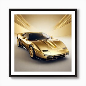 Gold Ferrari 3 Art Print