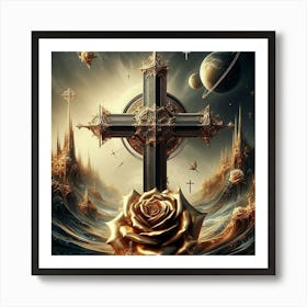 Cross Of Roses 1 Art Print