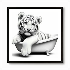 Tiger Cub In Bathtub 1 Art Print